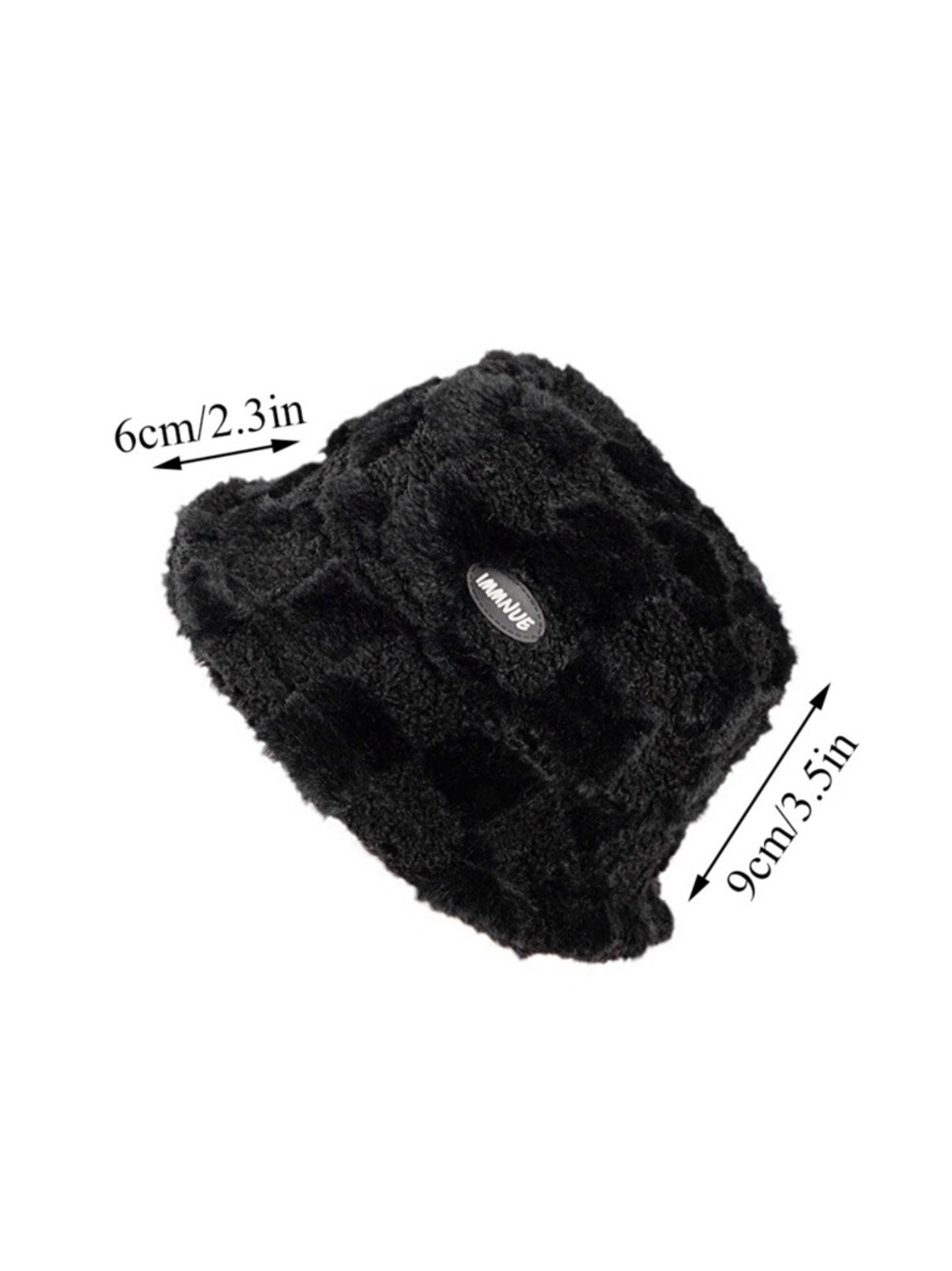 IMAN Black Faux Fur Bucket Hat - Plush Winter Bucket - Picture 4 of 4